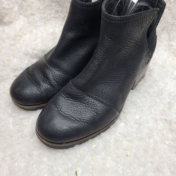 Sorel Cate Cut Out Boots Black Leather Women's sz 6 - Picture 4 of 11